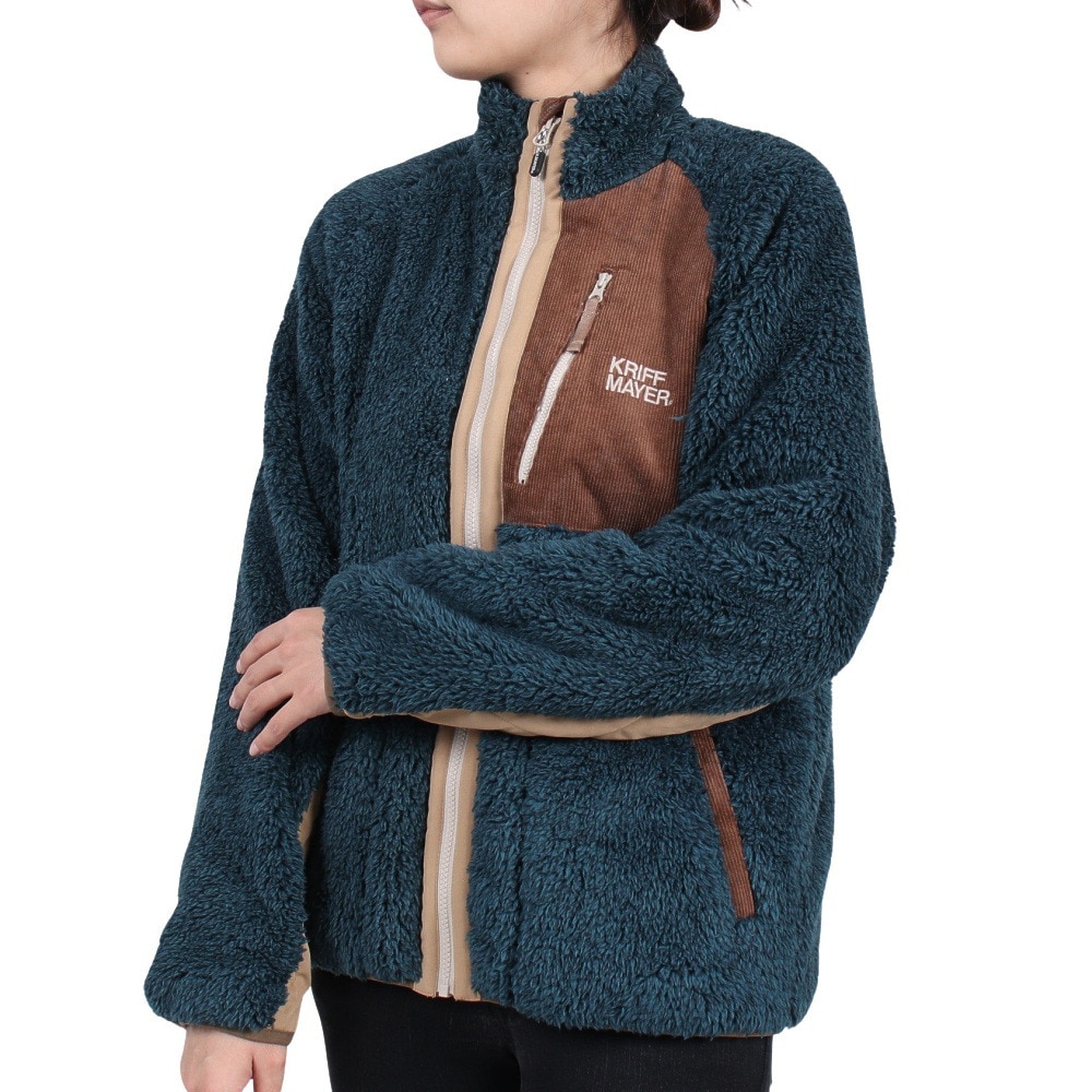 クリフメイヤー（KRIFF MAYER）（レディース）フリースジャケット シャギーボアスタンドネックジャケット 2214405L-79 NAVY ネイビー アウター