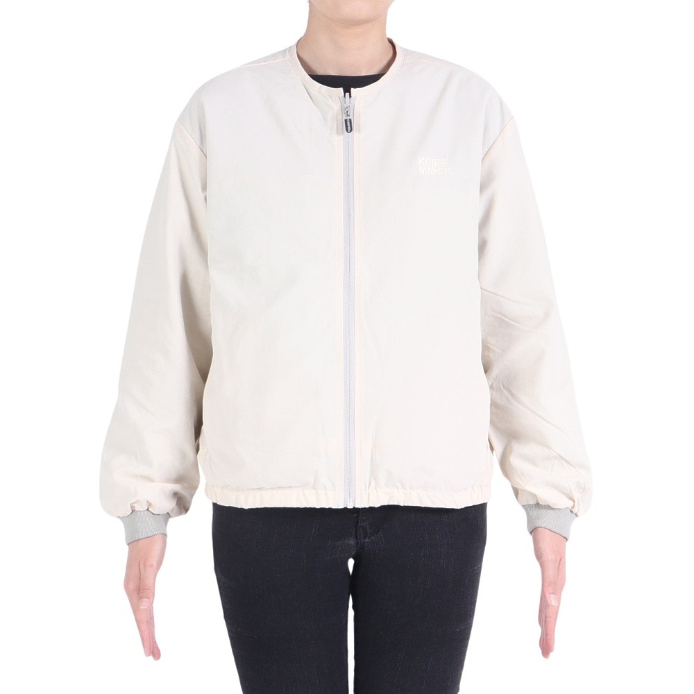 クリフメイヤー（KRIFF MAYER）（レディース）アウター リバーシブル ノーカラー ひっくりライトジャケット 2334401L-8:IVORY ホワイト×ブルー