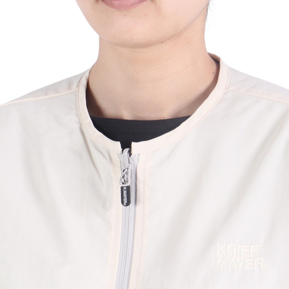 クリフメイヤー（KRIFF MAYER）（レディース）アウター リバーシブル ノーカラー ひっくりライトジャケット 2334401L-8:IVORY ホワイト×ブルー