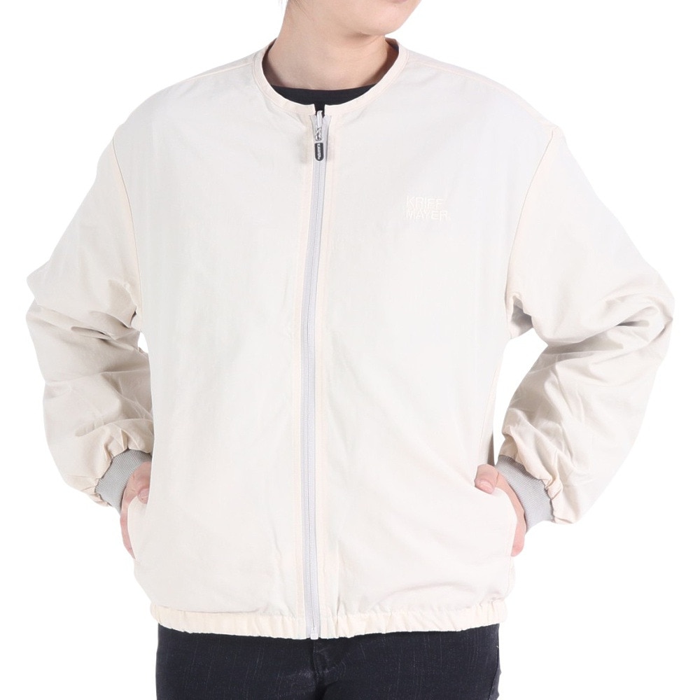 クリフメイヤー（KRIFF MAYER）（レディース）アウター リバーシブル ノーカラー ひっくりライトジャケット 2334401L-8:IVORY ホワイト×ブルー