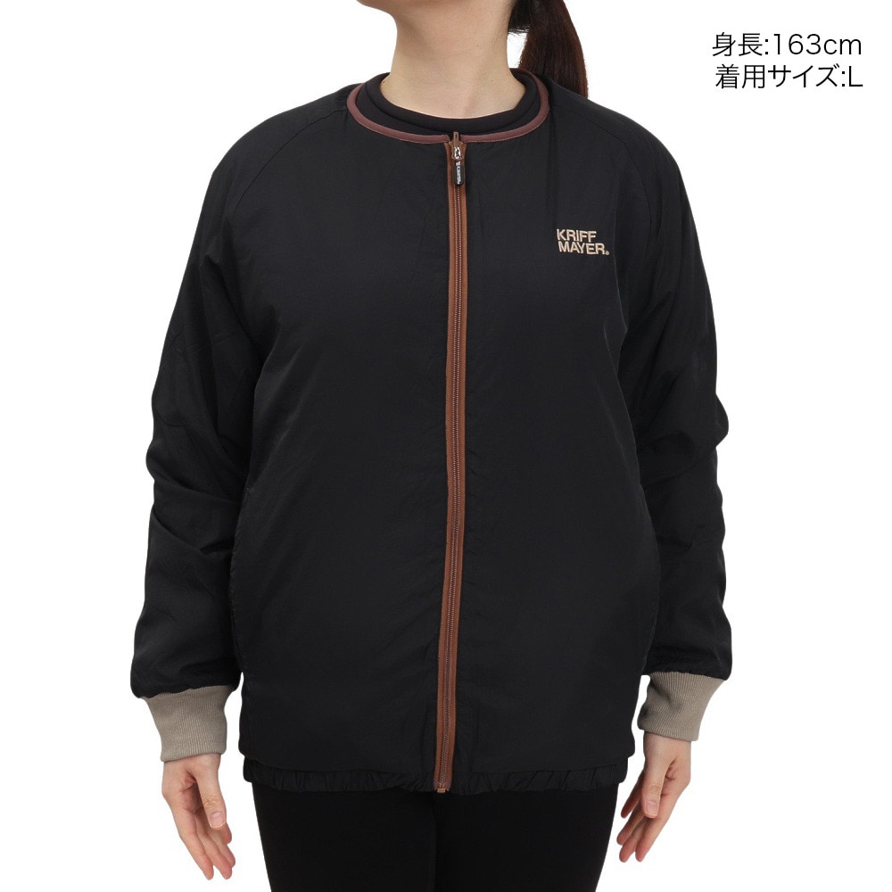 クリフメイヤー（KRIFF MAYER）（レディース）アウター ブルゾン ノーカラーひっくりジャケット リバーシブル 2414416L 19 BLACK ブラック