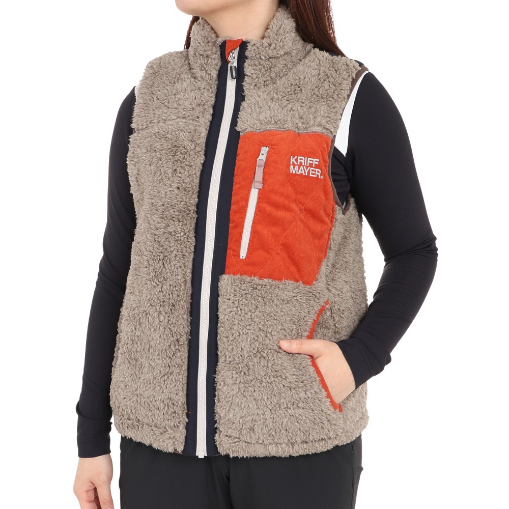 クリフメイヤー（KRIFF MAYER）（レディース）シャギーボアベスト 2314409L-15:GRAY グレー