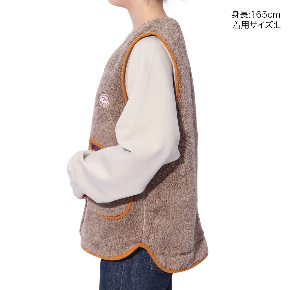 クリフメイヤー（KRIFF MAYER）（レディース）ボア ベスト ノーカラーシャギーボアベスト 2414412L 15 GRAY グレー レイヤードコーデ
