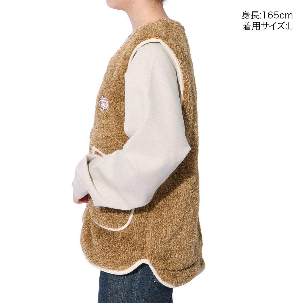 クリフメイヤー（KRIFF MAYER）（レディース）ボア ベスト ノーカラーシャギーボアベスト 2414412L 20 BEIGE ベージュ レイヤードコーデ