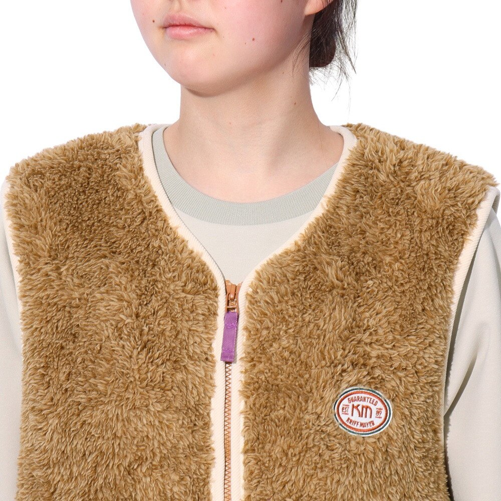 クリフメイヤー（KRIFF MAYER）（レディース）ボア ベスト ノーカラーシャギーボアベスト 2414412L 20 BEIGE ベージュ レイヤードコーデ