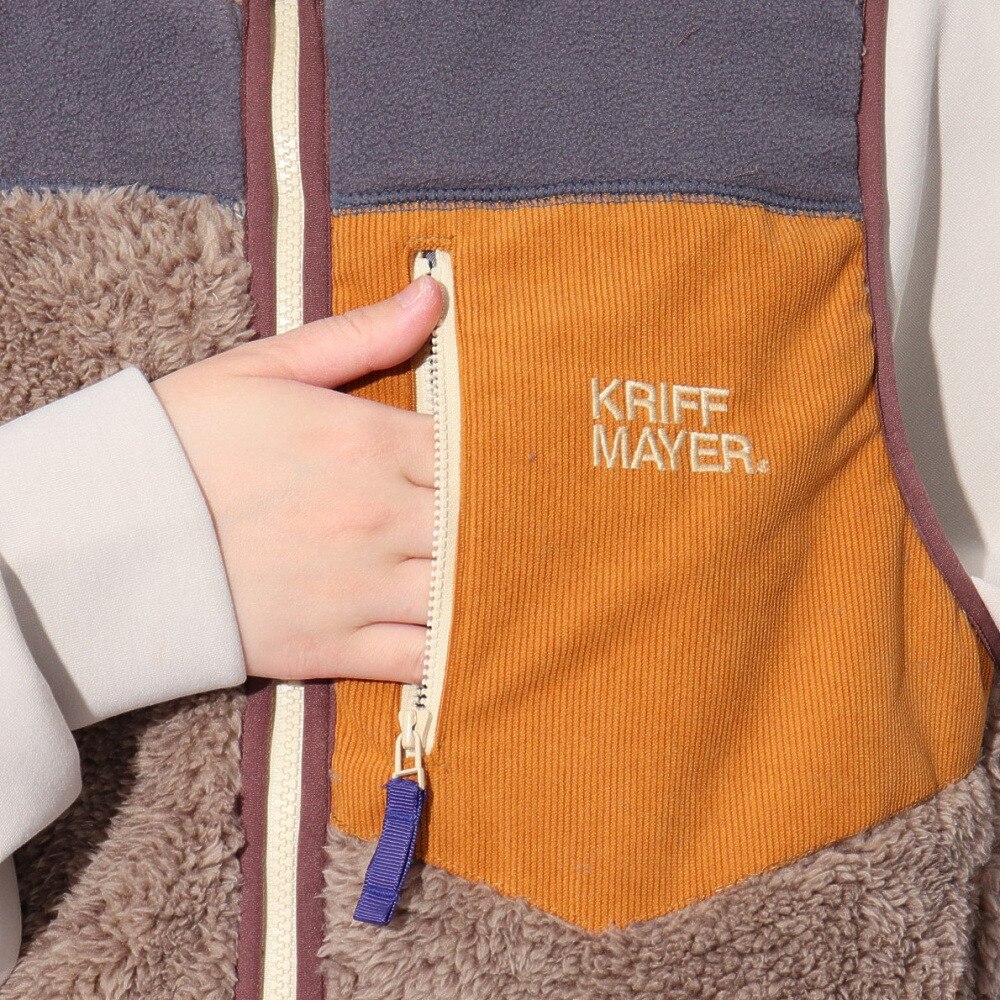 クリフメイヤー（KRIFF MAYER）（レディース）ボア ベスト シャギーボアベスト 2414414L 15 GRAY グレー スタンドカラー