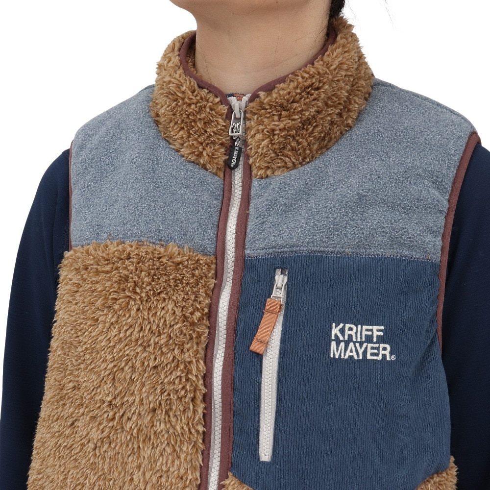 クリフメイヤー（KRIFF MAYER）（レディース）ボア ベスト シャギーボアベスト 2414414L 20 BEIGE ベージュ スタンドカラー