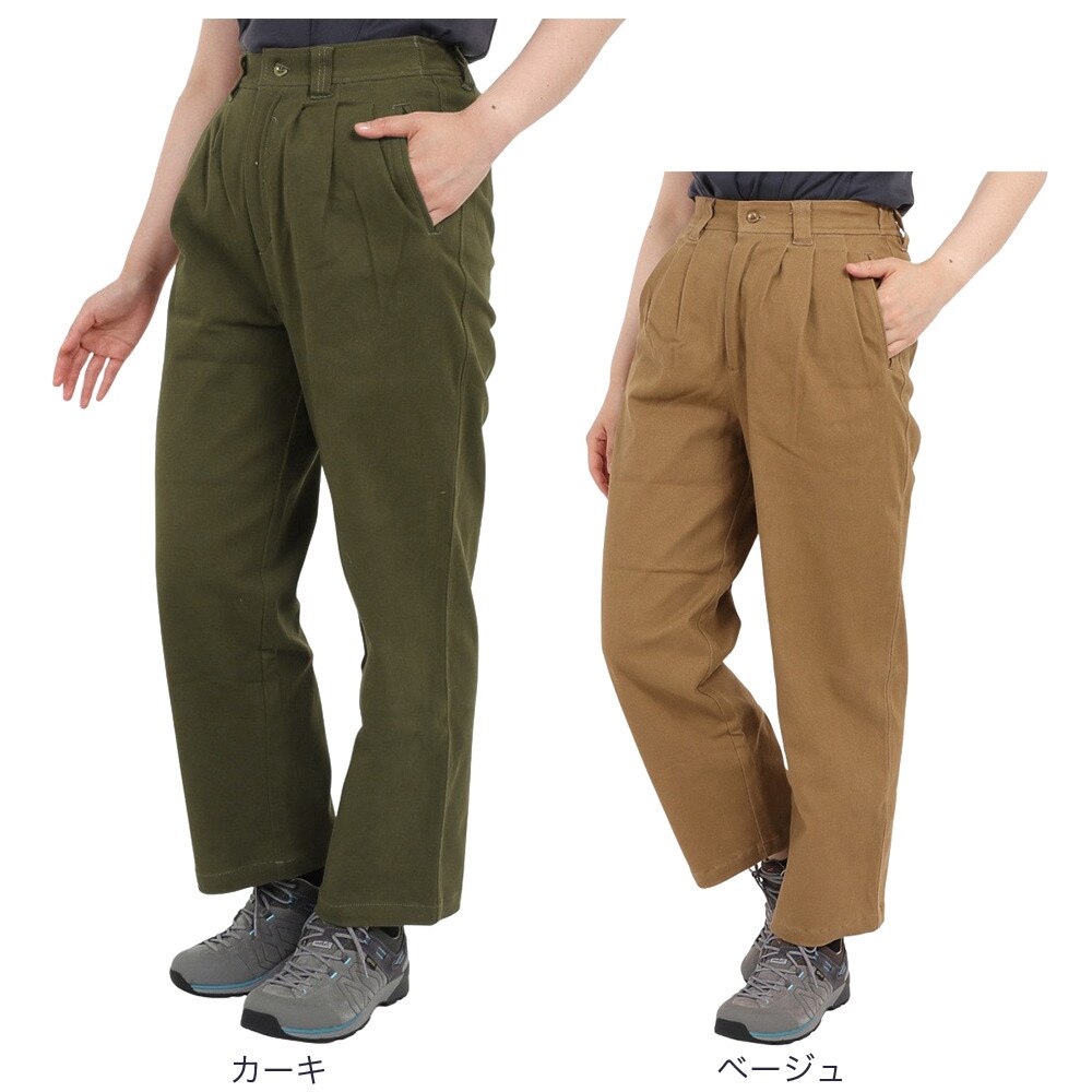 クリフメイヤー（KRIFF MAYER）（レディース）パンツ ボトム 起毛タックワイドパンツ 2315119L-69:KHAKI カーキ