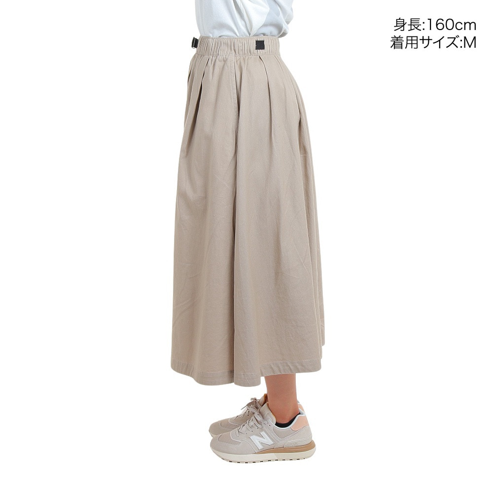 チャムス（CHUMS）（レディース）春 スカート ロング ツータックワイドスカート CH18-1257-G053 ベージュ ウエスト調節 オールシーズン 綿100