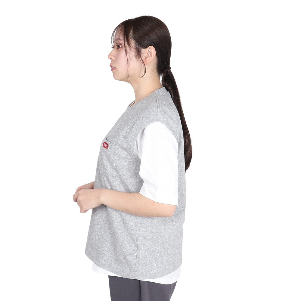 チャムス（CHUMS）（レディース）半袖Tシャツ + ベスト キーストーン レイヤードTシャツ CH10-1493-G005 グレー 重ね着 セット