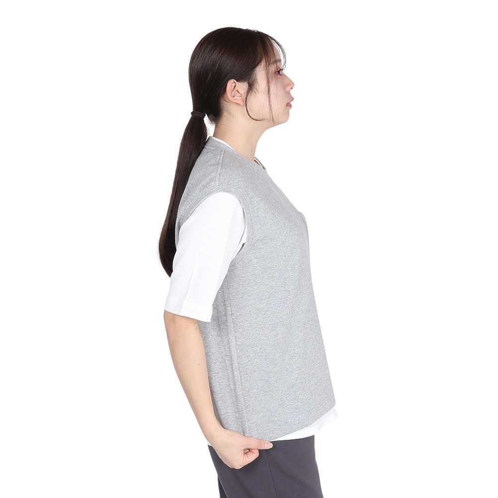 チャムス（CHUMS）（レディース）半袖Tシャツ + ベスト キーストーン レイヤードTシャツ CH10-1493-G005 グレー 重ね着 セット