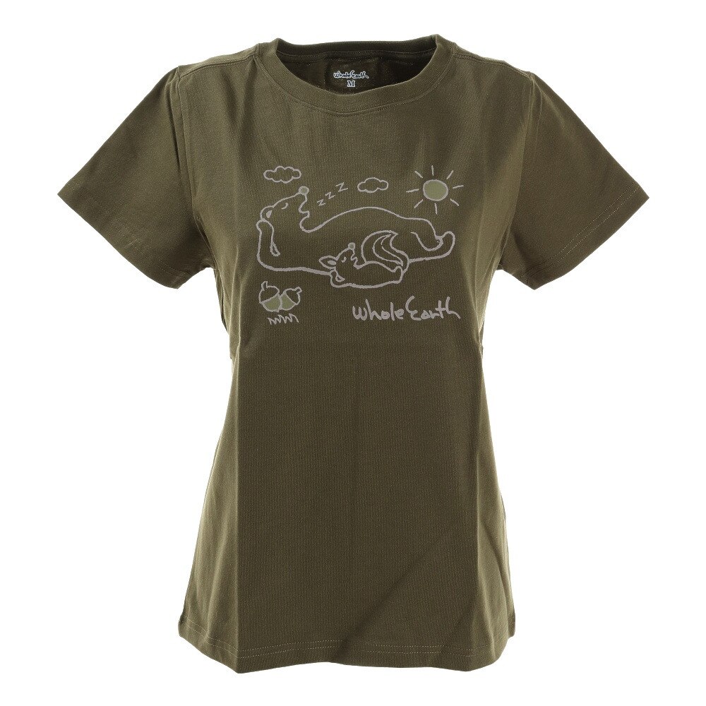  Tシャツ 半袖 ILLUST PIRNT WE2HHA34 OLV 緑 グリーン 深緑 モスグリーン 動物 かわいい 綿 綿100
