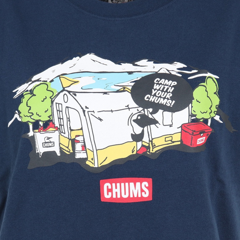 チャムス（CHUMS）（レディース）半袖Tシャツ レイクサイドキャンプ Tシャツ CH11-2162-N001 ネイビー