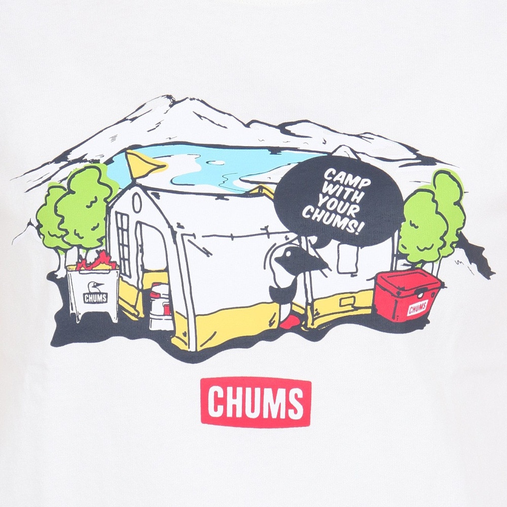 チャムス（CHUMS）（レディース）半袖Tシャツ レイクサイドキャンプ Tシャツ CH11-2162-W001 ホワイト