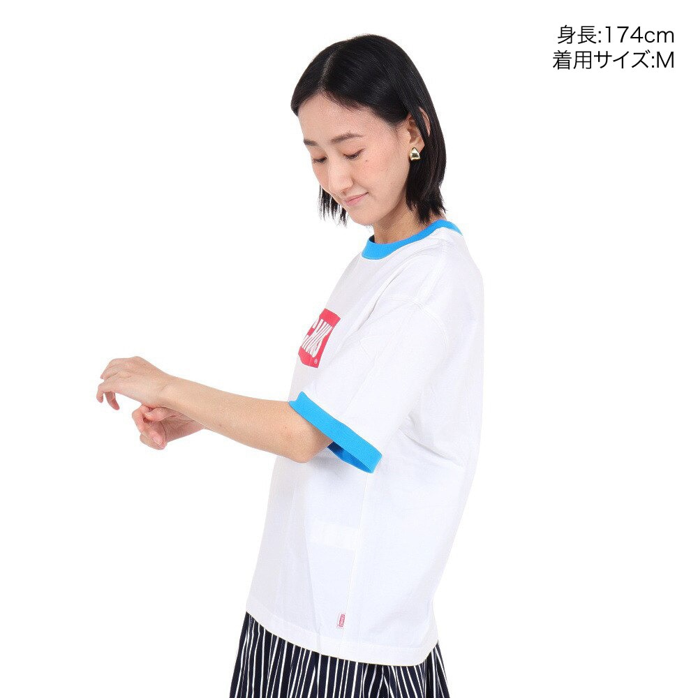 チャムス（CHUMS）（レディース）半袖Tシャツ オーバーサイズドリンガー CHUMS ロゴTシャツ CH11-2179-W014 ホワイト×レッド