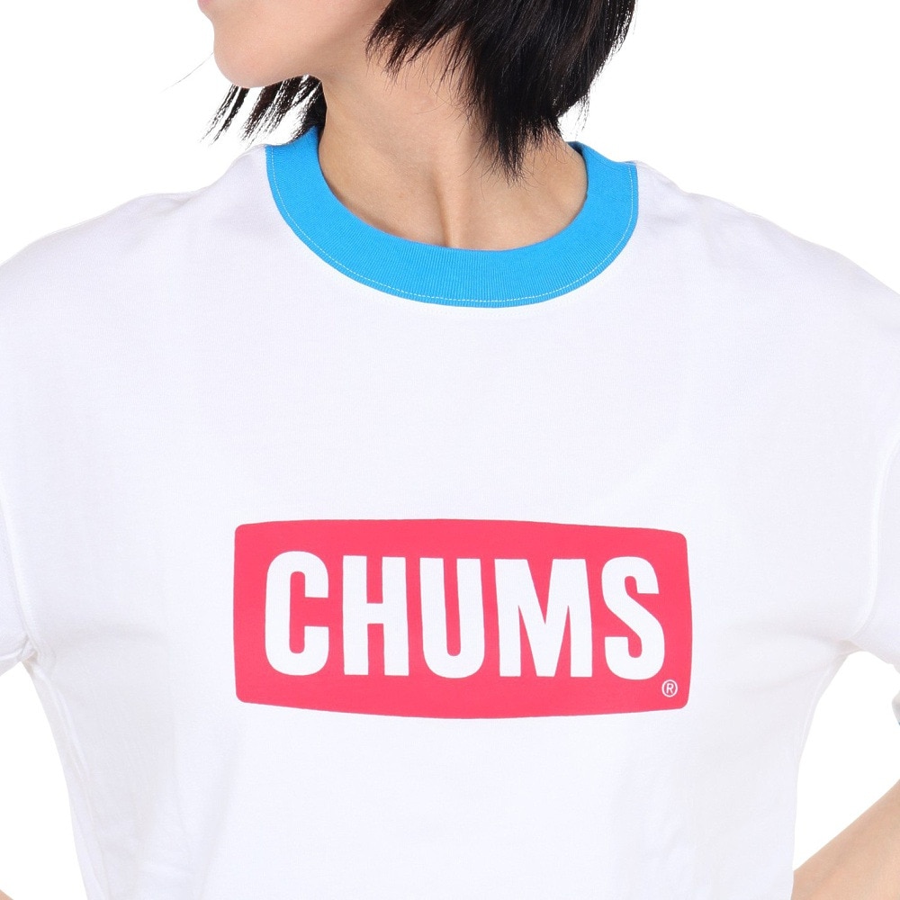 チャムス（CHUMS）（レディース）半袖Tシャツ オーバーサイズドリンガー CHUMS ロゴTシャツ CH11-2179-W014 ホワイト×レッド