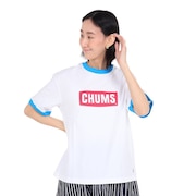 (レディース)半袖Tシャツ オーバーサイズドリンガー CHUMS ロゴTシャツ CH11-2179-W014 ホワイト×レッド