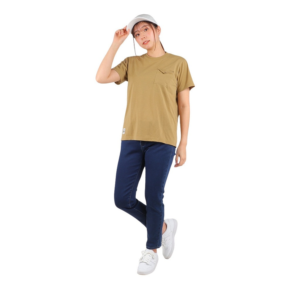 チャムス（CHUMS）（レディース）半袖Tシャツ フレイムリターダント フラップポケットTシャツ CH11-2185-B001 ベージュ