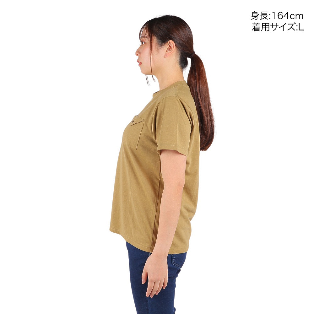 チャムス（CHUMS）（レディース）半袖Tシャツ フレイムリターダント フラップポケットTシャツ CH11-2185-B001 ベージュ