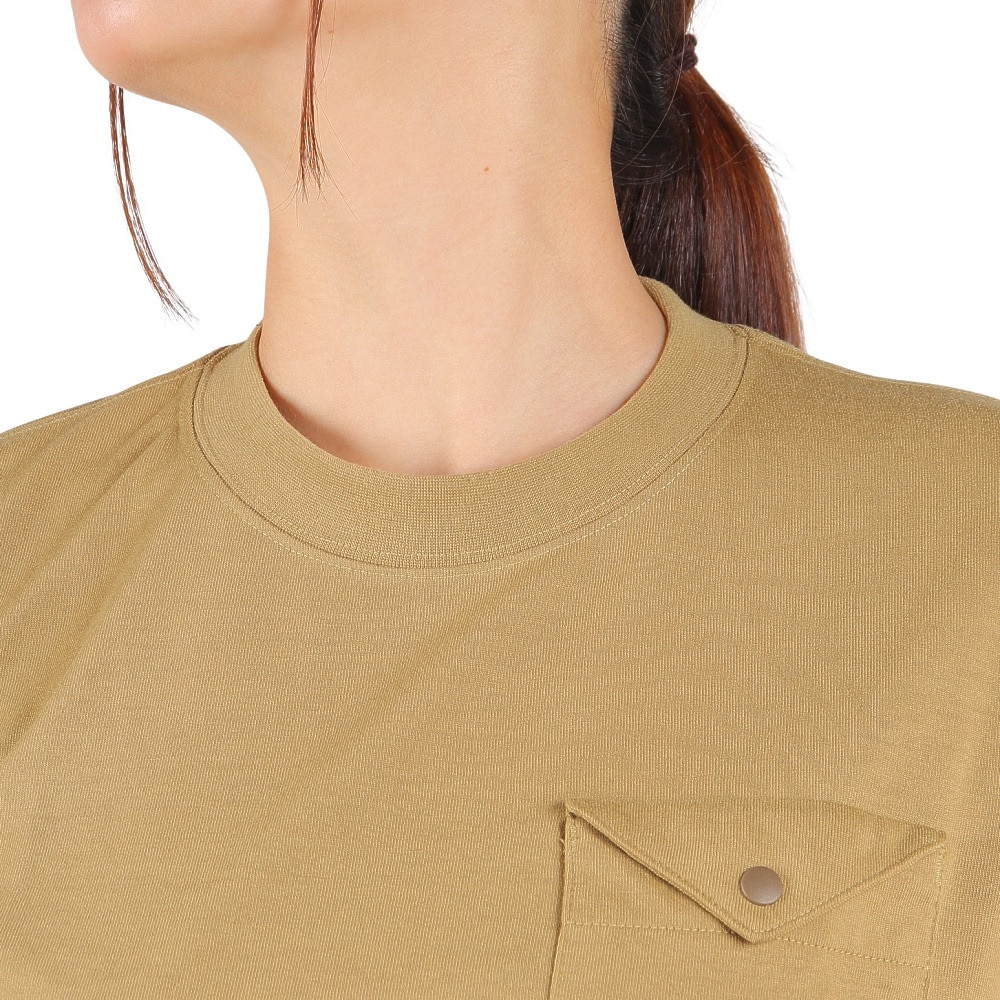 チャムス（CHUMS）（レディース）半袖Tシャツ フレイムリターダント フラップポケットTシャツ CH11-2185-B001 ベージュ