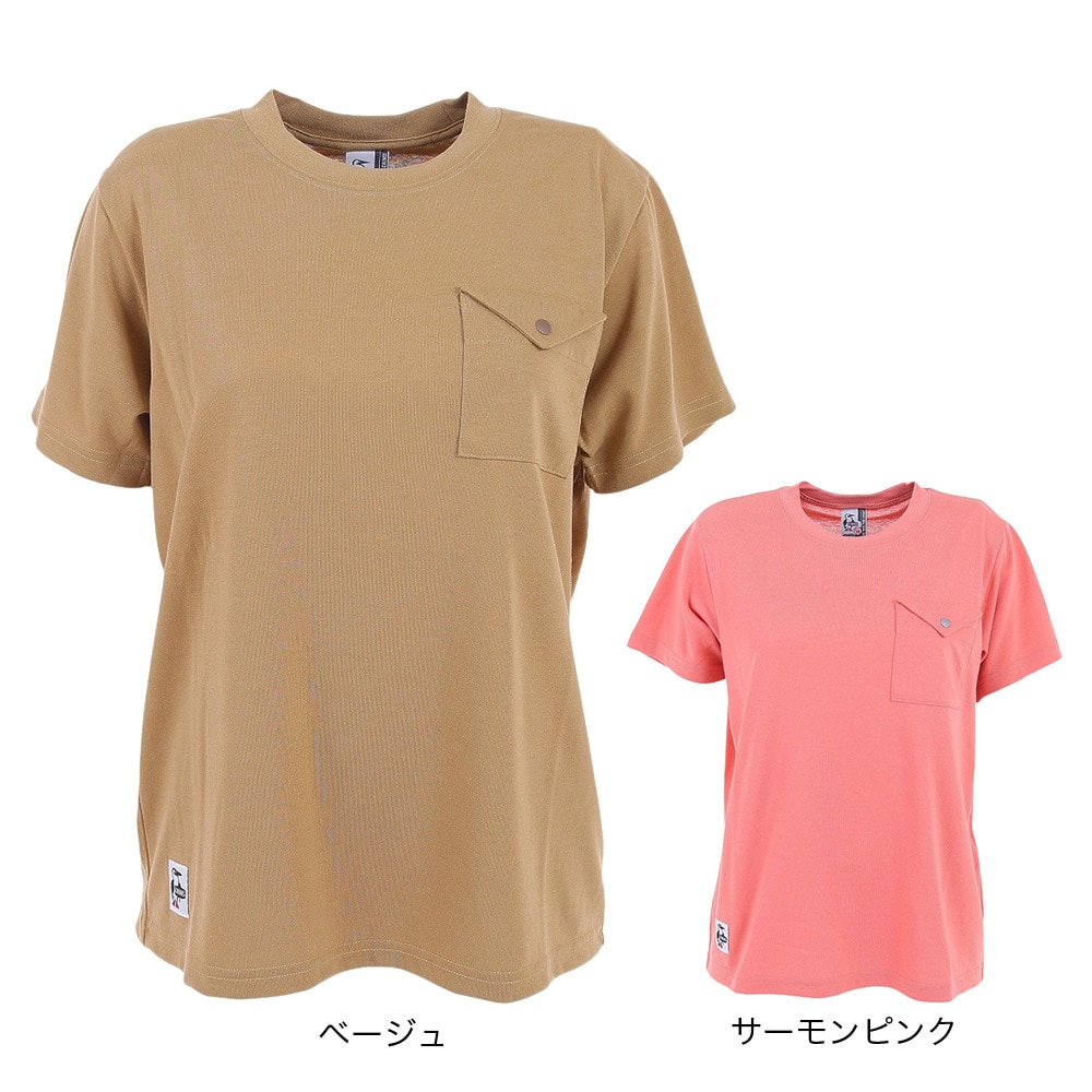 チャムス（CHUMS）（レディース）半袖Tシャツ フレイムリターダント フラップポケットTシャツ CH11-2185-R078 サーモンピンク