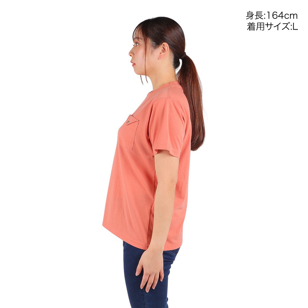 チャムス（CHUMS）（レディース）半袖Tシャツ フレイムリターダント フラップポケットTシャツ CH11-2185-R078 サーモンピンク