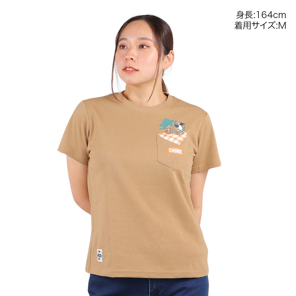 チャムス（CHUMS）（レディース）半袖Tシャツ Picnic BB ポケット 半袖シャツ CH11-2192-B001 ベージュ