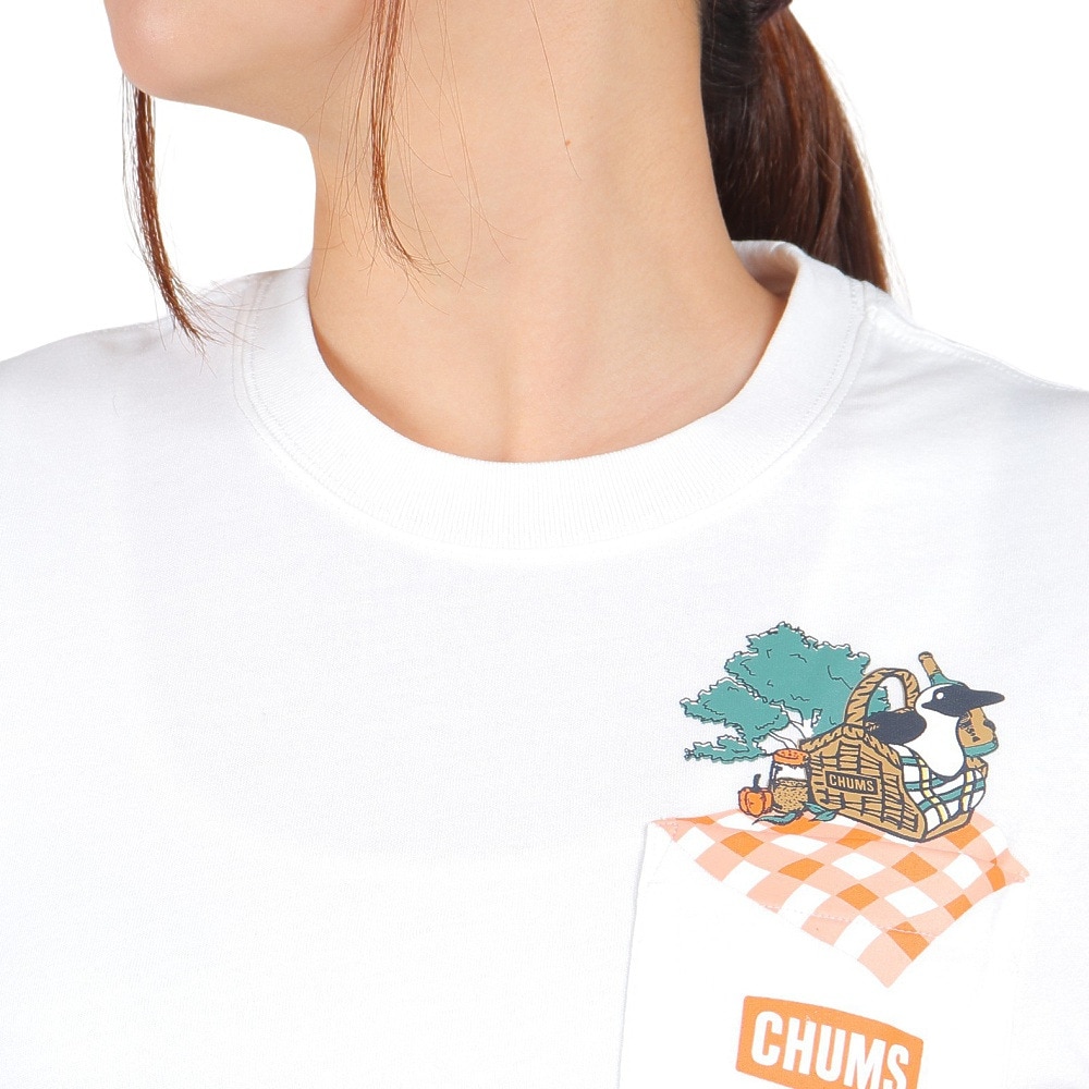 チャムス（CHUMS）（レディース）半袖Tシャツ Picnic BB ポケット 半袖シャツ CH11-2192-W001 ホワイト