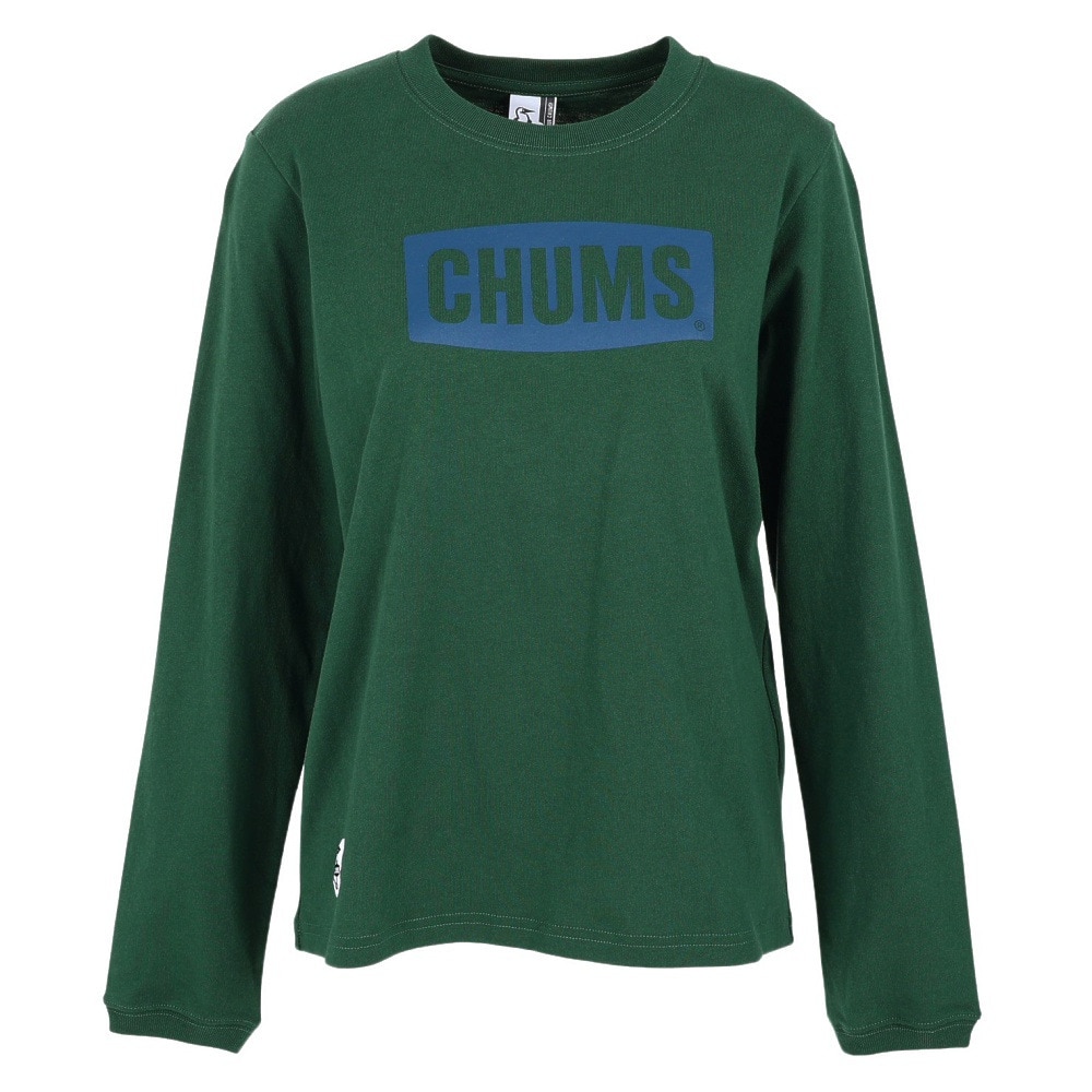 チャムス（CHUMS）（レディース）高耐久 ヘビー ウェイト コットン ロゴロングスリーブTシャツ CH11-2273-M080 グリーン ブレイキン