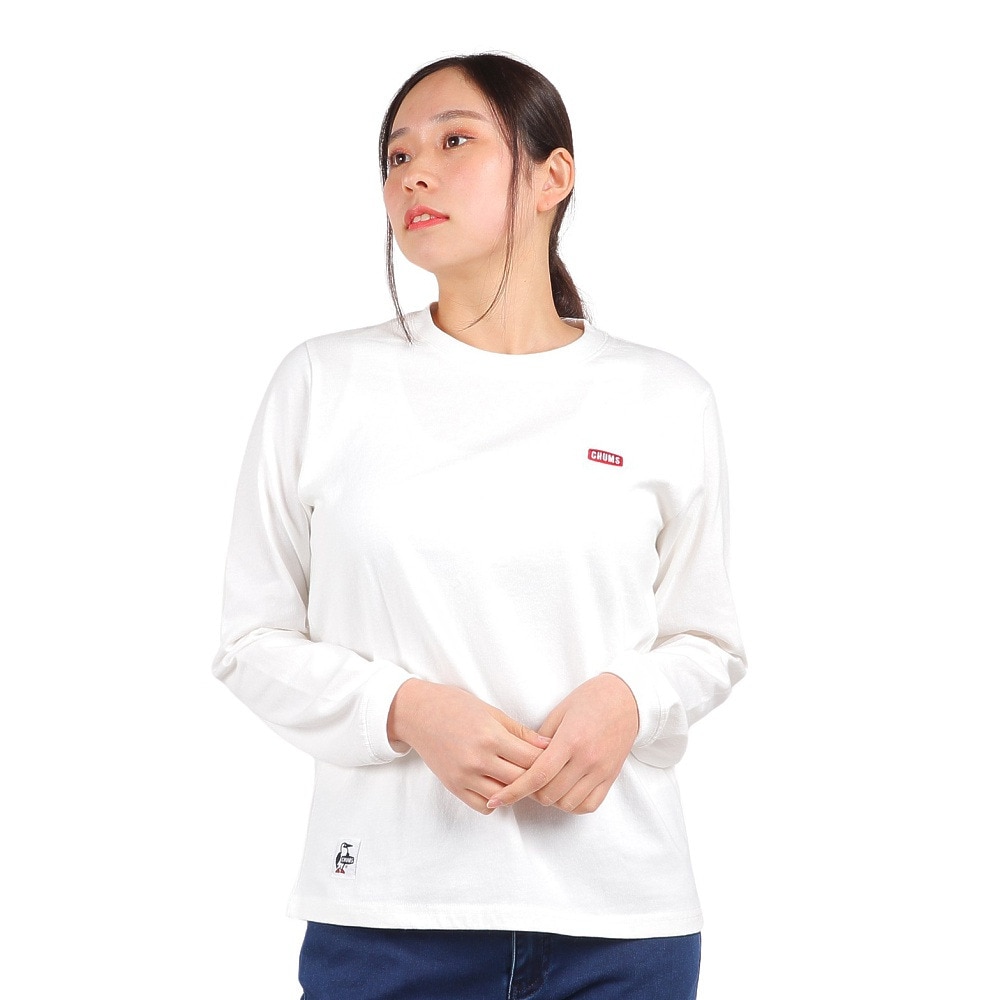チャムス（CHUMS）（レディース）長袖Tシャツ ロンT ブービーロゴTシャツ CH11-2275-W001 ホワイト バックプリント 綿100