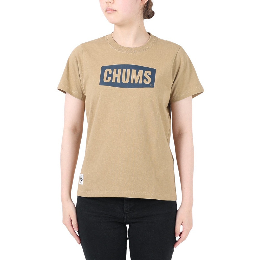 チャムス（CHUMS）（レディース）ロゴ 半袖Tシャツ CH11-2277-B083 ベージュ