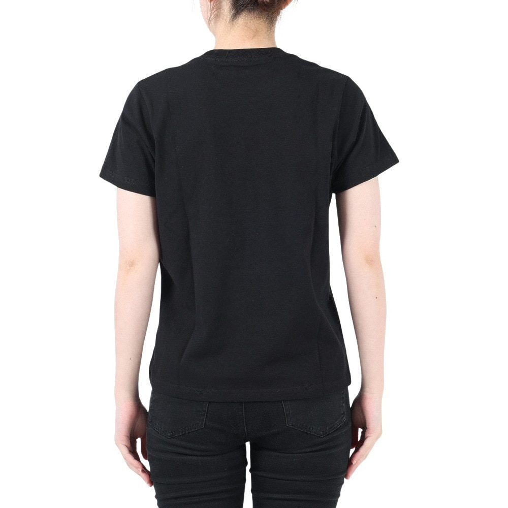 チャムス（CHUMS）（レディース）ロゴ 半袖Tシャツ CH11-2277-K007 ブラック×ブルー