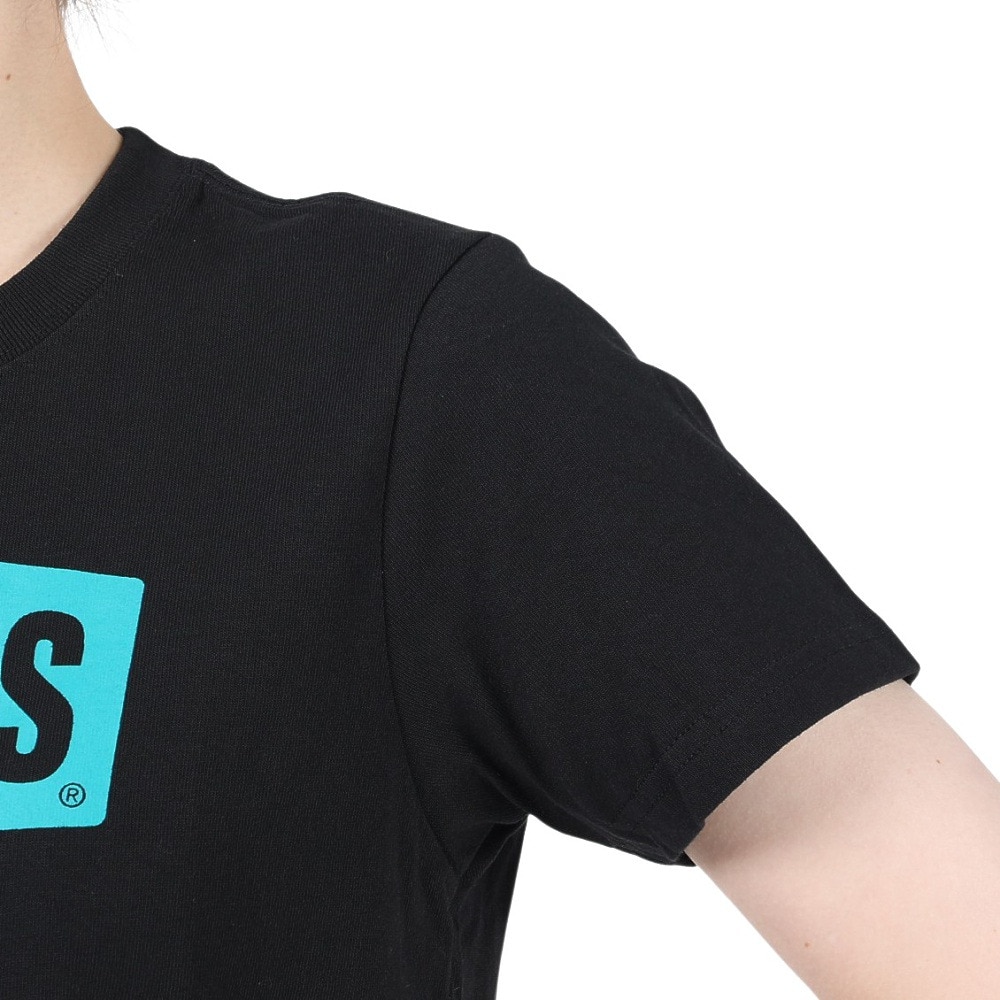 チャムス（CHUMS）（レディース）ロゴ 半袖Tシャツ CH11-2277-K007 ブラック×ブルー