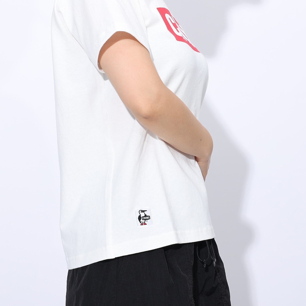 チャムス（CHUMS）（レディース）ロゴ 半袖Tシャツ CH11-2277-W014 ホワイト×レッド