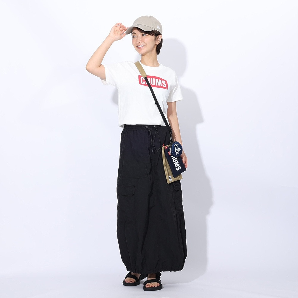 チャムス（CHUMS）（レディース）ロゴ 半袖Tシャツ CH11-2277-W014 ホワイト×レッド
