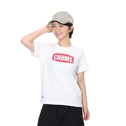 チャムス（CHUMS）（レディース）ロゴ 半袖Tシャツ CH11-2277-W014 ホワイト×レッド