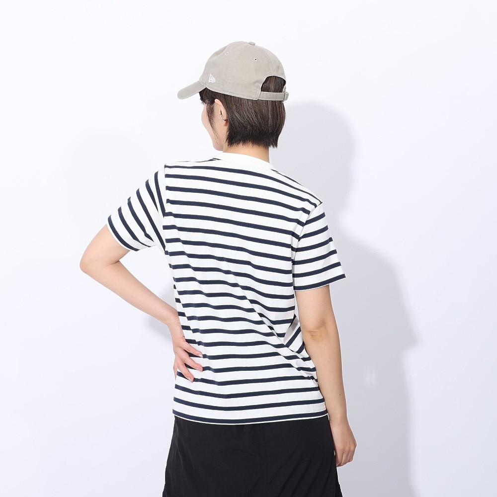 チャムス（CHUMS）（レディース）ロゴ 半袖Tシャツ CH11-2277-W075 ホワイト×ネイビー ボーダー