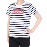 チャムス（CHUMS）（レディース）ロゴ 半袖Tシャツ CH11-2277-W075 ホワイト×ネイビー ボーダー