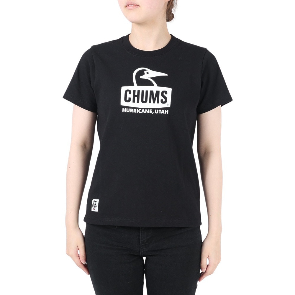 チャムス（CHUMS）（レディース）Tシャツ 半袖 ブービーフェイス CH11-2278-K004 ブラック×ホワイト