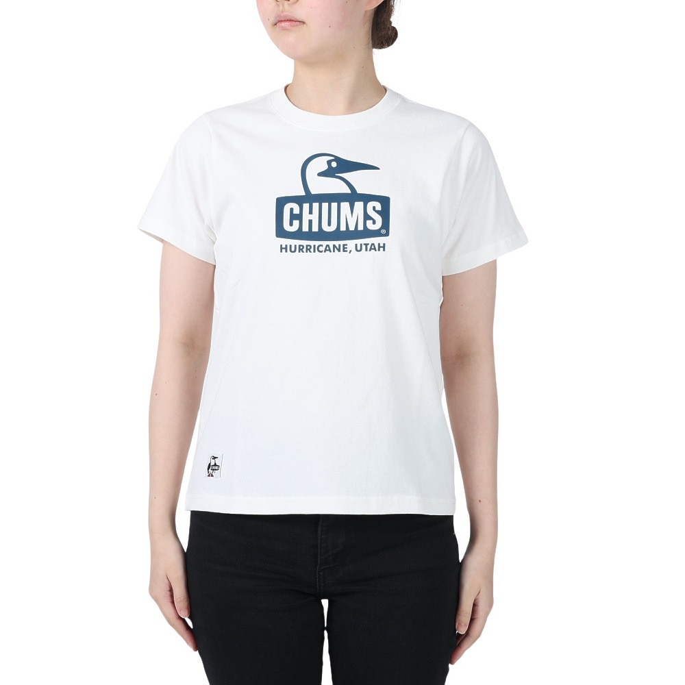 チャムス（CHUMS）（レディース）Tシャツ 半袖 ブービーフェイス CH11-2278-W015 ホワイト×ネイビー