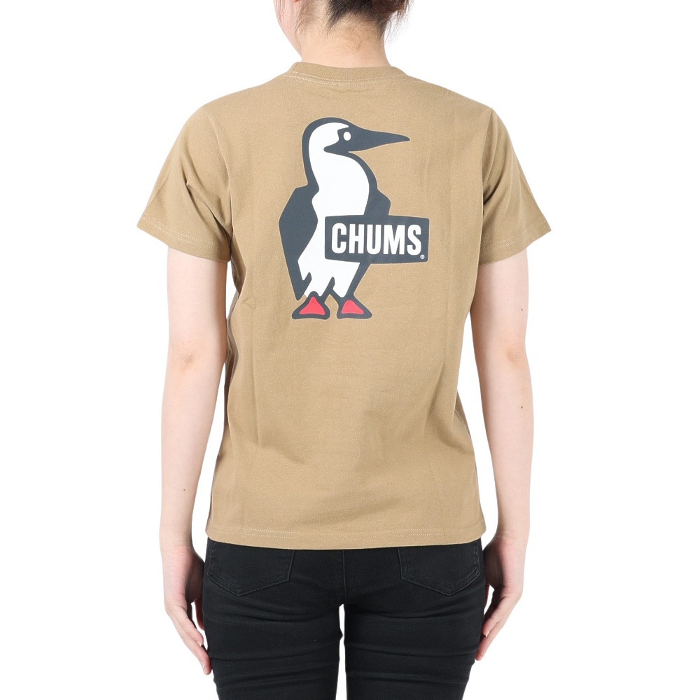 チャムス（CHUMS）（レディース）Tシャツ 半袖 ブービーロゴ CH11-2279-B001 ベージュ