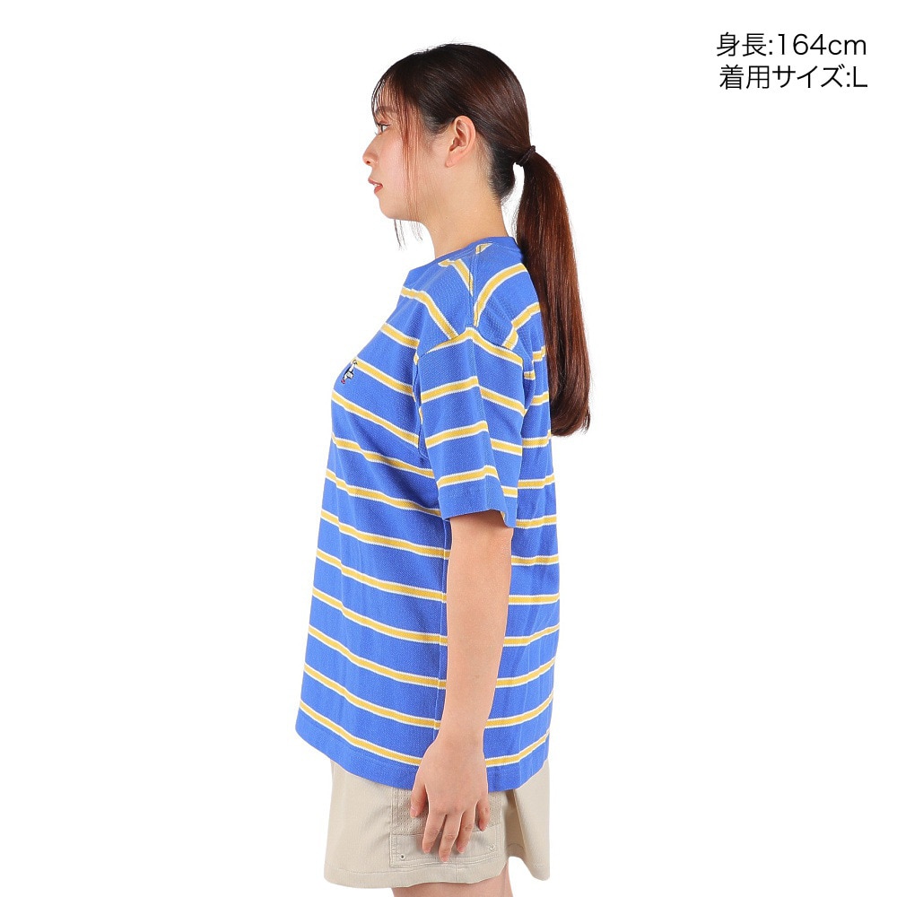 チャムス（CHUMS）（レディース）オーバーサイズド ブービー ボーダーピケTシャツ CH12-1187-A081 ブルー×イエロー