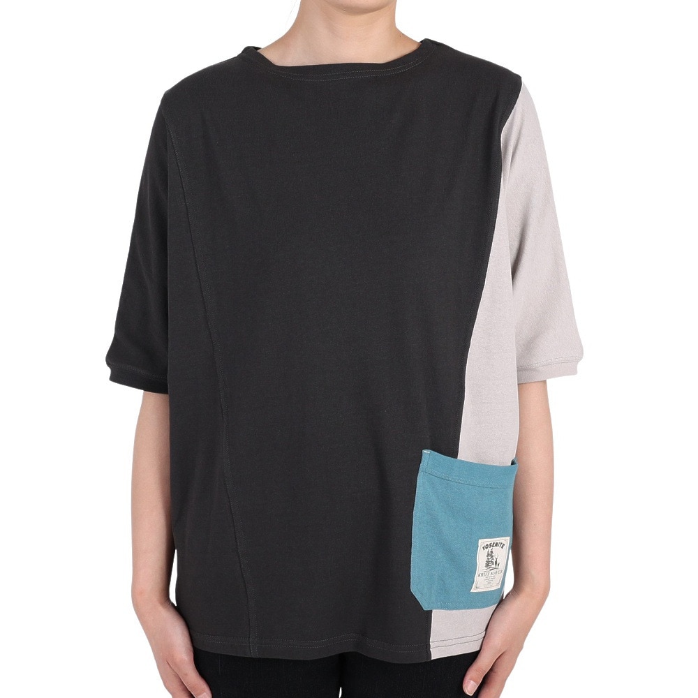 クリフメイヤー（KRIFF MAYER）（レディース）半袖Tシャツ ウェットプロテクト モモンガTシャツ 2247814L-110:MULTI-COL2 ブラック×グレー