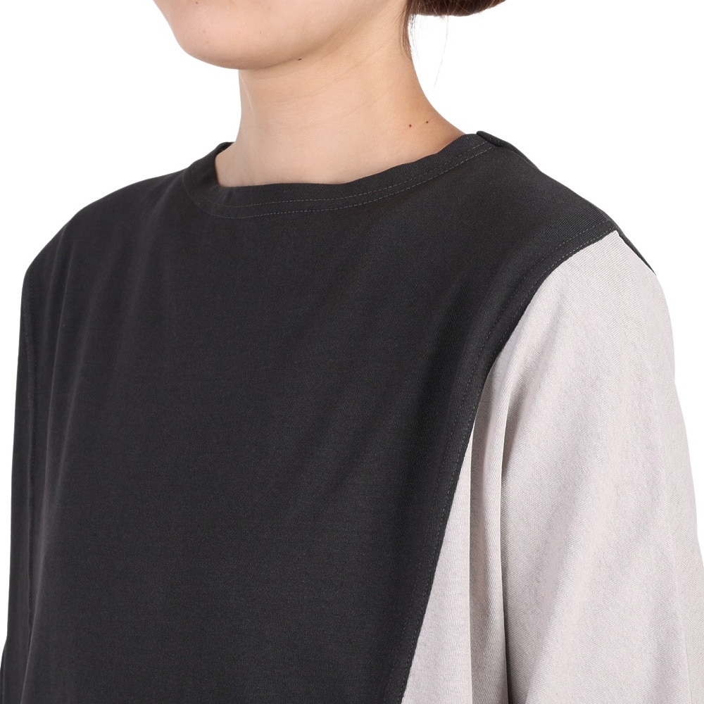 クリフメイヤー（KRIFF MAYER）（レディース）半袖Tシャツ ウェットプロテクト モモンガTシャツ 2247814L-110:MULTI-COL2 ブラック×グレー