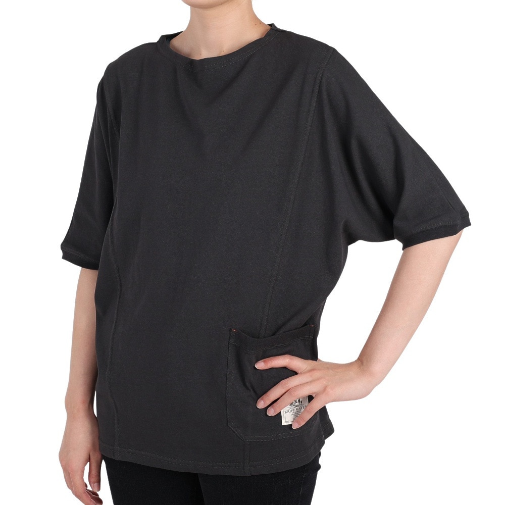 クリフメイヤー（KRIFF MAYER）（レディース）接触冷感 吸水速乾 半袖Tシャツ ウェットプロテクト モモンガTシャツ 2247814L-17:CHARCOAL チャコールグレー