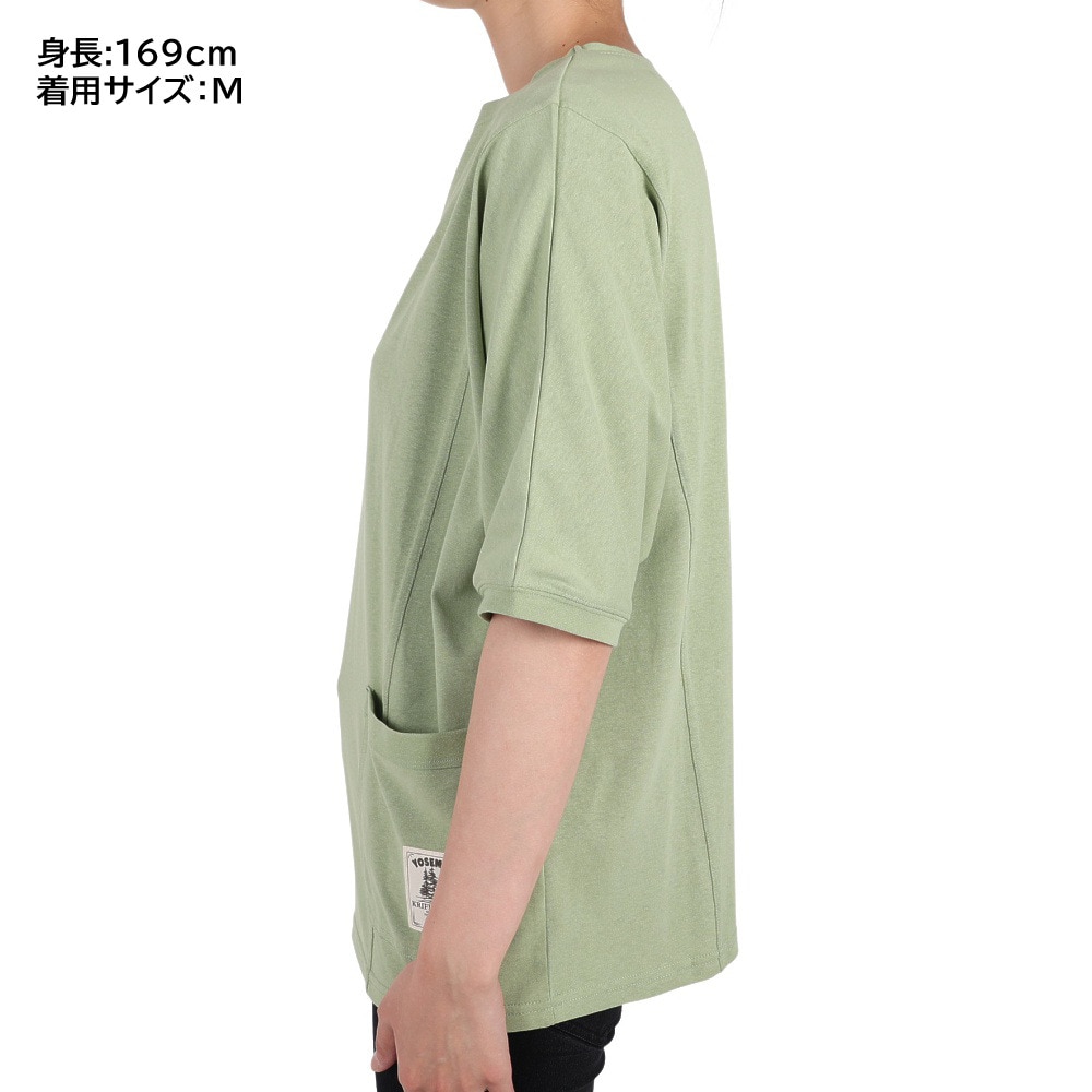 クリフメイヤー（KRIFF MAYER）（レディース）接触冷感 吸水速乾 半袖Tシャツ ウェットプロテクト モモンガTシャツ 2247814L-64:L/GREEN グリーン