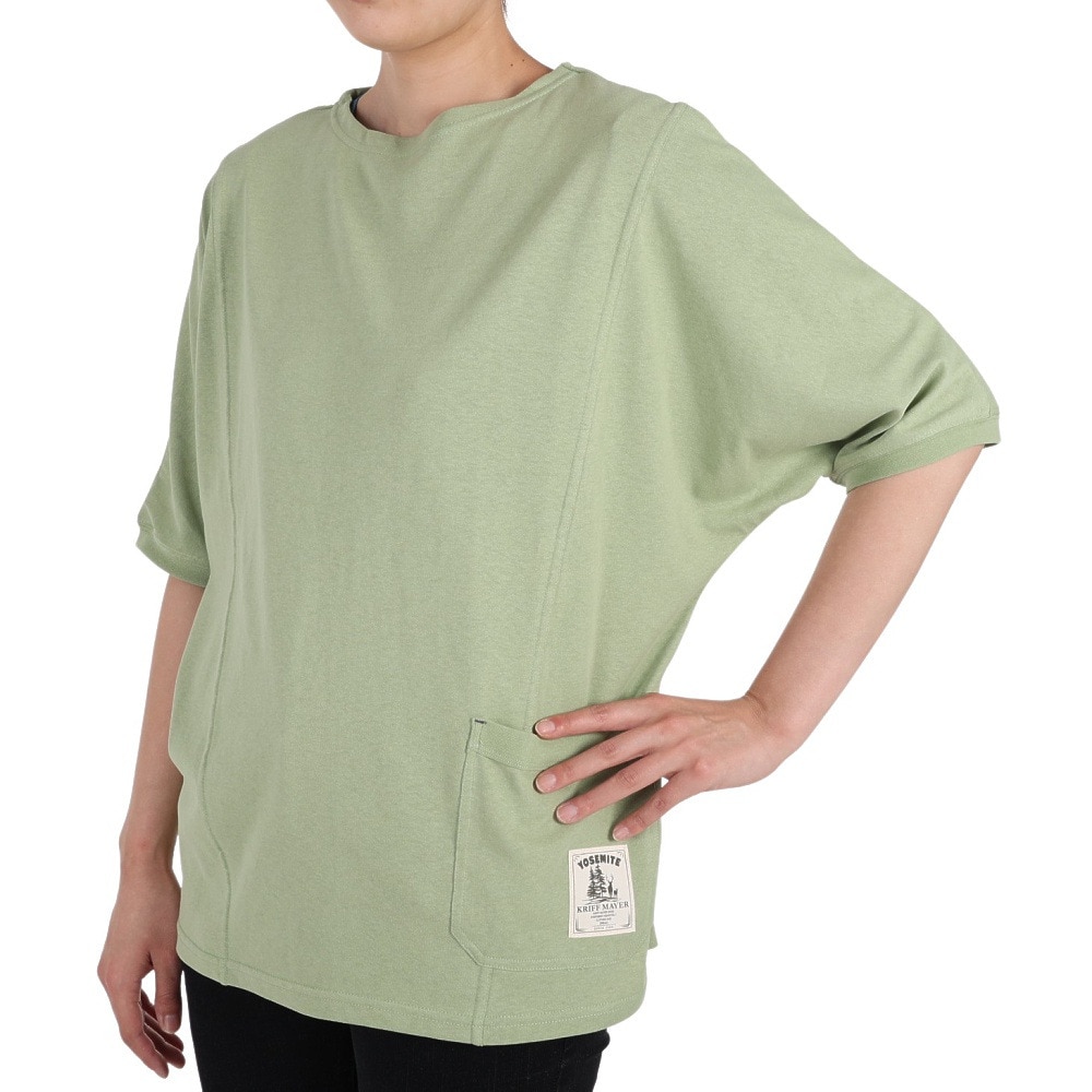 クリフメイヤー（KRIFF MAYER）（レディース）接触冷感 吸水速乾 半袖Tシャツ ウェットプロテクト モモンガTシャツ 2247814L-64:L/GREEN グリーン