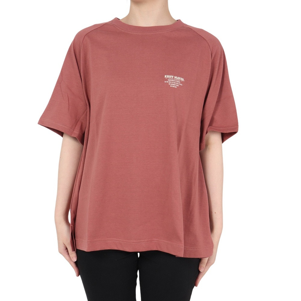 クリフメイヤー（KRIFF MAYER）（レディース）接触冷感 吸水速乾 半袖Tシャツ 冷感ラビットロゴTシャツ 2247815L-35:RED レッド