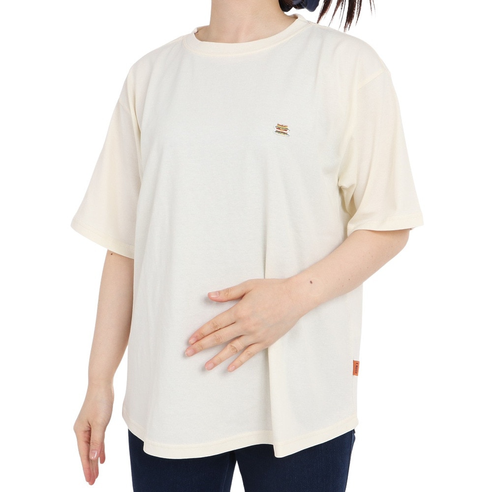 クリフメイヤー（KRIFF MAYER）（レディース）接触冷感 吸水速乾 半袖Tシャツ ウェットプロテクトTシャツ バーガー 2257811L-5:OFF オフホワイト