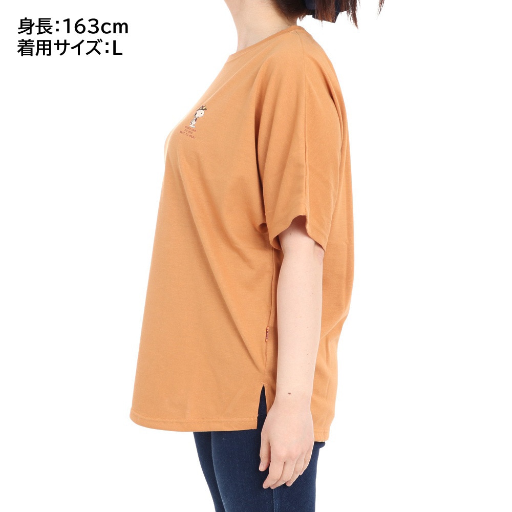クリフメイヤー（KRIFF MAYER）（レディース）接触冷感 吸水速乾 スヌーピードルマン 半袖Tシャツ 2257815L-27:L.BROWN ブラウン